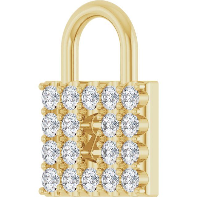 14K Yellow Gold 1/2 CTW Natural Diamond Lock Pendant