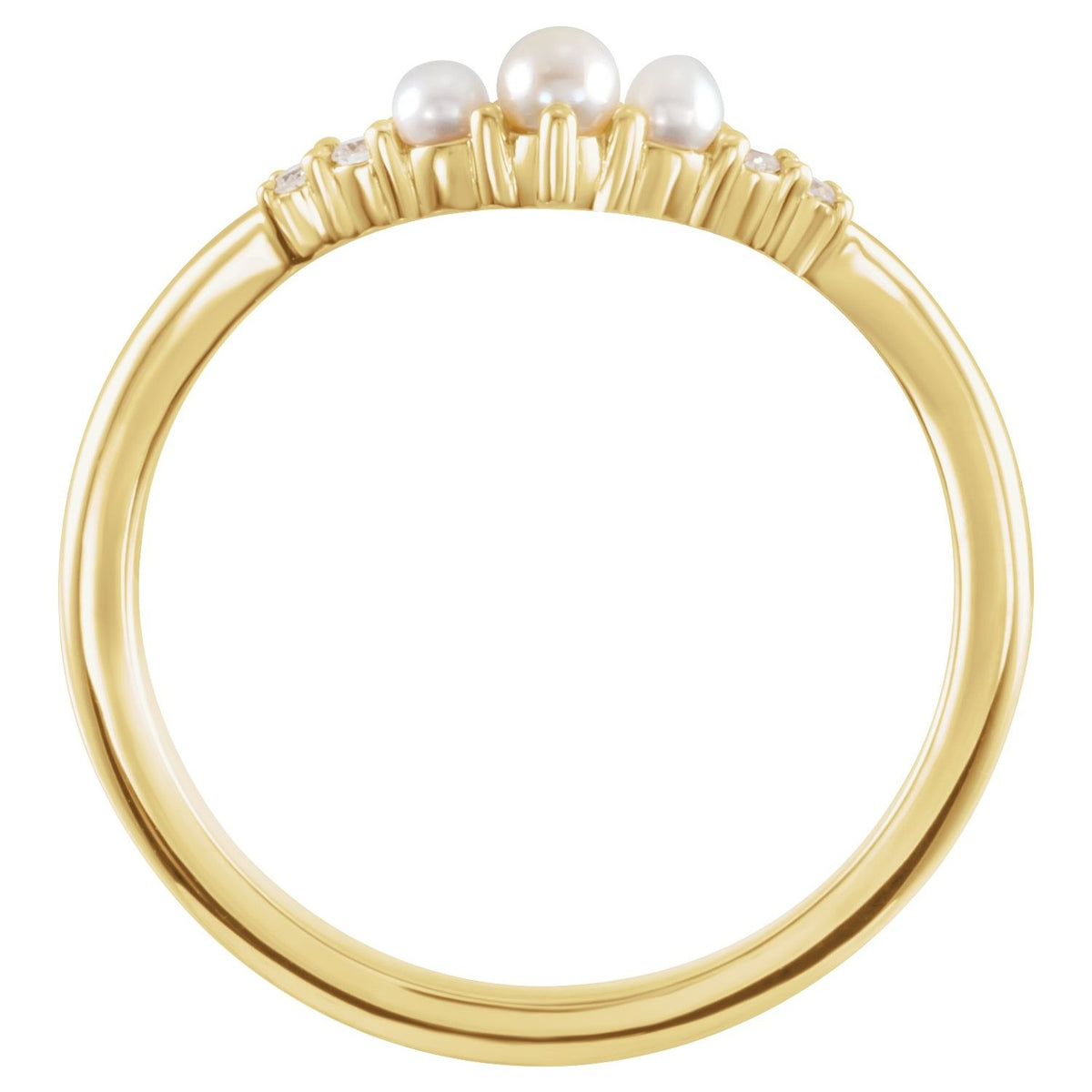 Cultured White Seed Pearl & .03 CTW Natural Diamond Contour Band