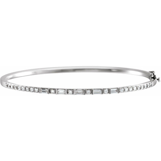1 CTW Natural Diamond 7" Bangle Bracelet