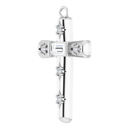 1/8 CTW Natural Diamond Cross Dangle
