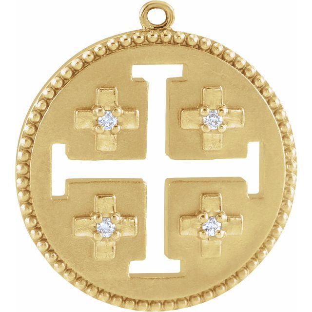 .025 CTW Natural Diamond Jerusalem Cross Dangle