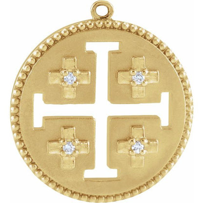 .025 CTW Natural Diamond Jerusalem Cross Dangle