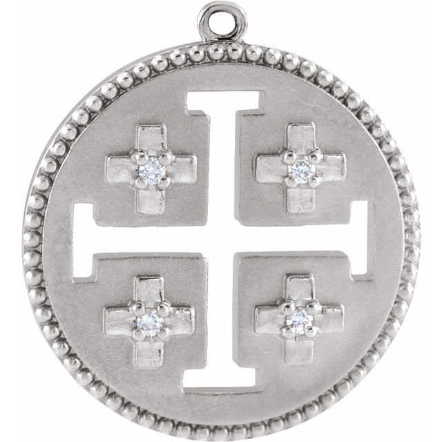.025 CTW Natural Diamond Jerusalem Cross Dangle