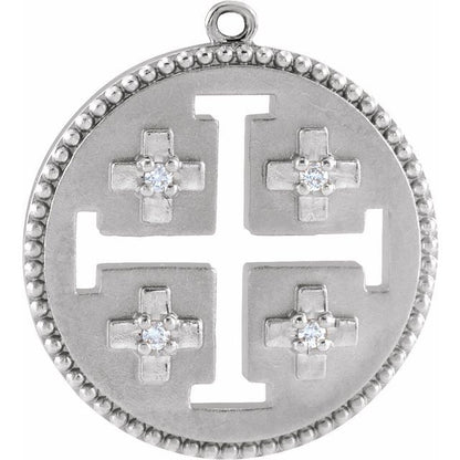 .025 CTW Natural Diamond Jerusalem Cross Dangle