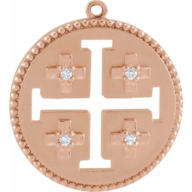 .025 CTW Natural Diamond Jerusalem Cross Dangle