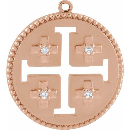 .025 CTW Natural Diamond Jerusalem Cross Dangle