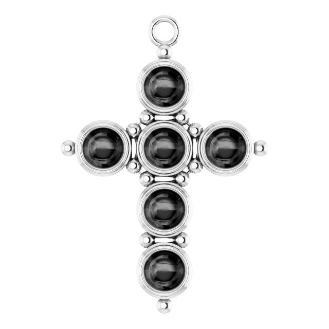Black Onyx Cabochon Cross Dangle