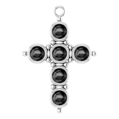 Black Onyx Cabochon Cross Dangle