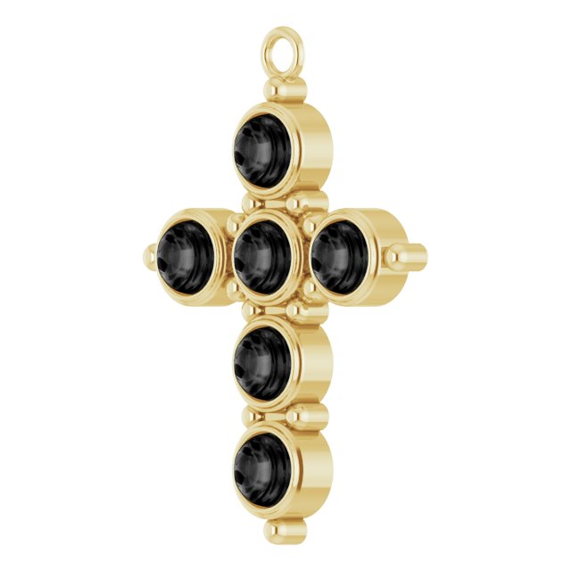 Black Onyx Cabochon Cross Dangle