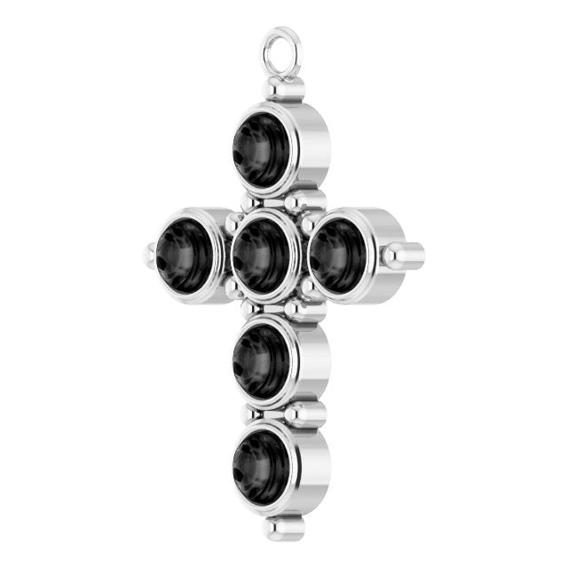 Black Onyx Cabochon Cross Dangle
