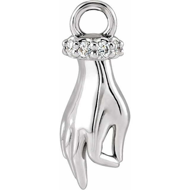.03 CTW Natural Diamond Hand of Buddha Dangle
