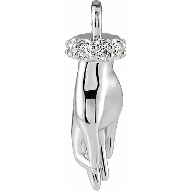 .03 CTW Natural Diamond Hand of Buddha Dangle