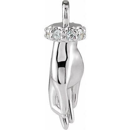 .03 CTW Natural Diamond Hand of Buddha Dangle