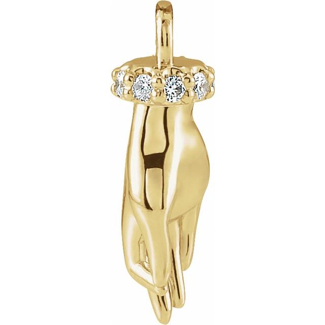.03 CTW Natural Diamond Hand of Buddha Dangle