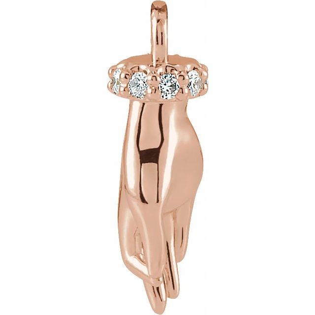 .03 CTW Natural Diamond Hand of Buddha Dangle