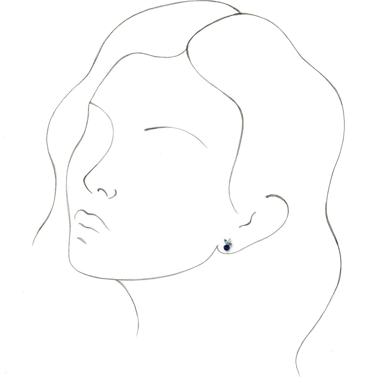 14K Yellow Gold Natural Blue Sapphire, Natural Aquamarine, Natural Blue Zircon & .07 CTW Natural Diamond Earrings