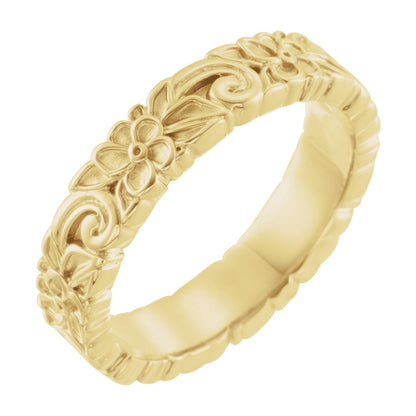 Floral Flat Band, 4 mm