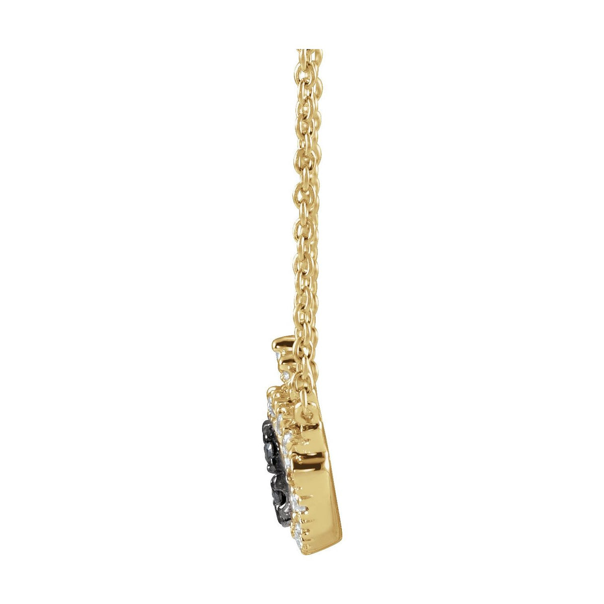 14K Yellow Gold 1/8 CTW Natural Black & White Diamond Evil Eye 18" Necklace