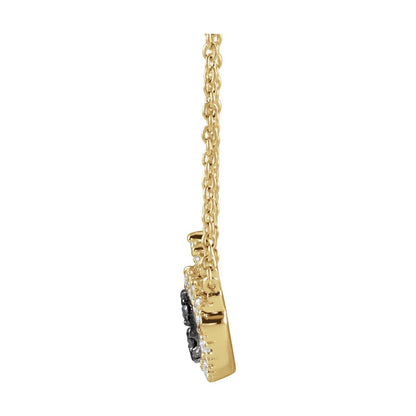 14K Yellow Gold 1/8 CTW Natural Black & White Diamond Evil Eye 18" Necklace