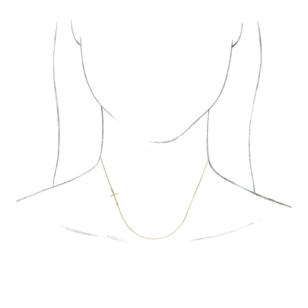 Off-Center Sideways Cross 16" Necklace