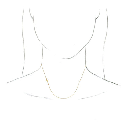 Off-Center Sideways Cross 16" Necklace