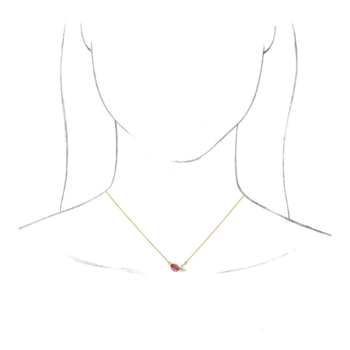 14K Yellow Gold Natural Pink Sapphire & 1/6 CTW Natural Diamond 18" Necklace