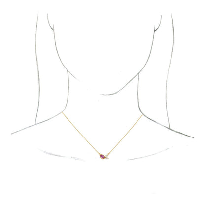 14K Yellow Gold Natural Pink Sapphire & 1/6 CTW Natural Diamond 18" Necklace