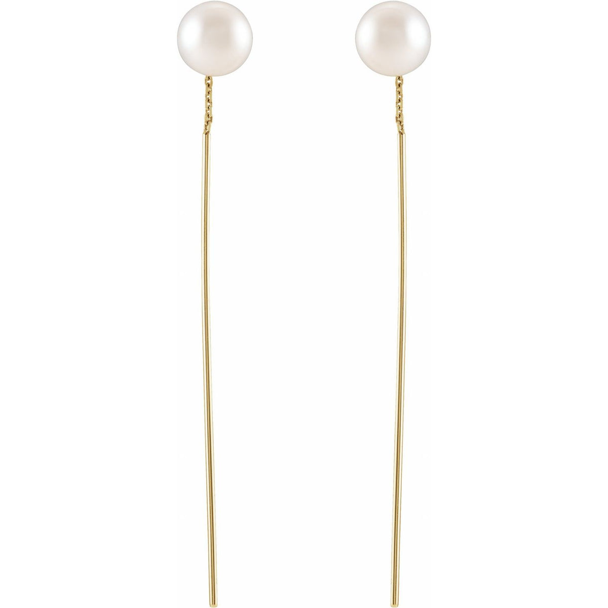 Cultured White Freshwater Pearl Threader Earrings