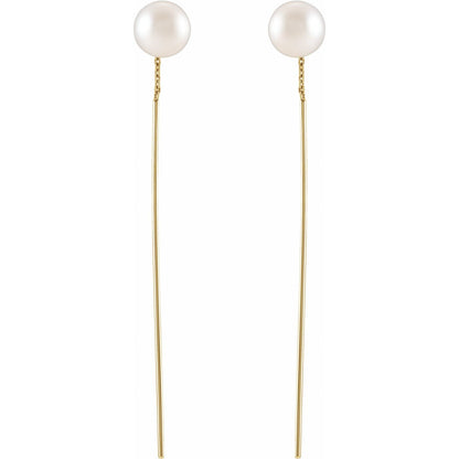 Cultured White Freshwater Pearl Threader Earrings
