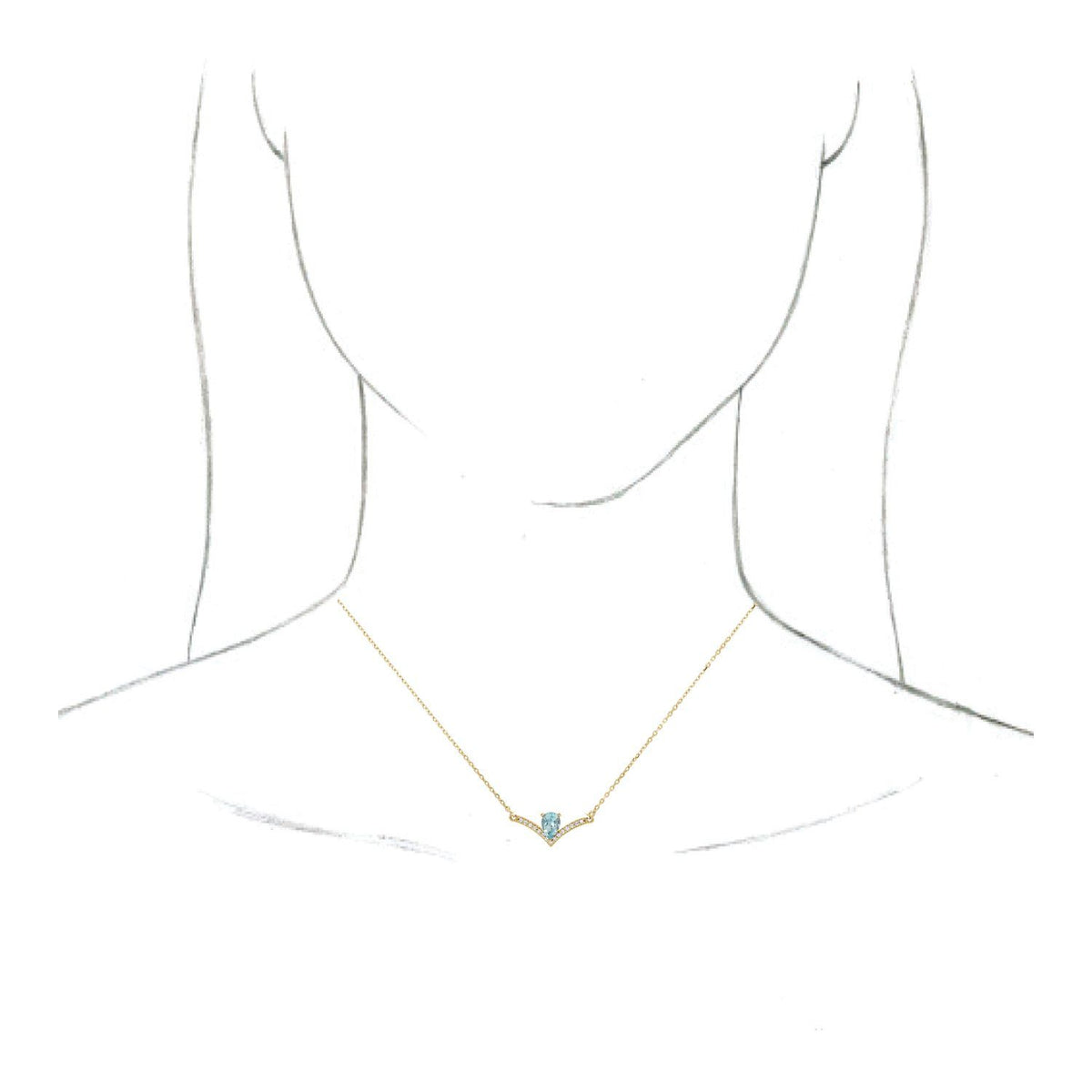 14K Yellow Gold Natural Aquamarine & .06 CTW Natural Diamond 18" Necklace