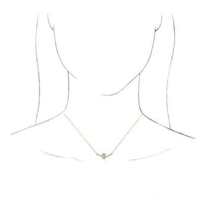 14K Yellow Gold Natural Aquamarine & .06 CTW Natural Diamond 18" Necklace