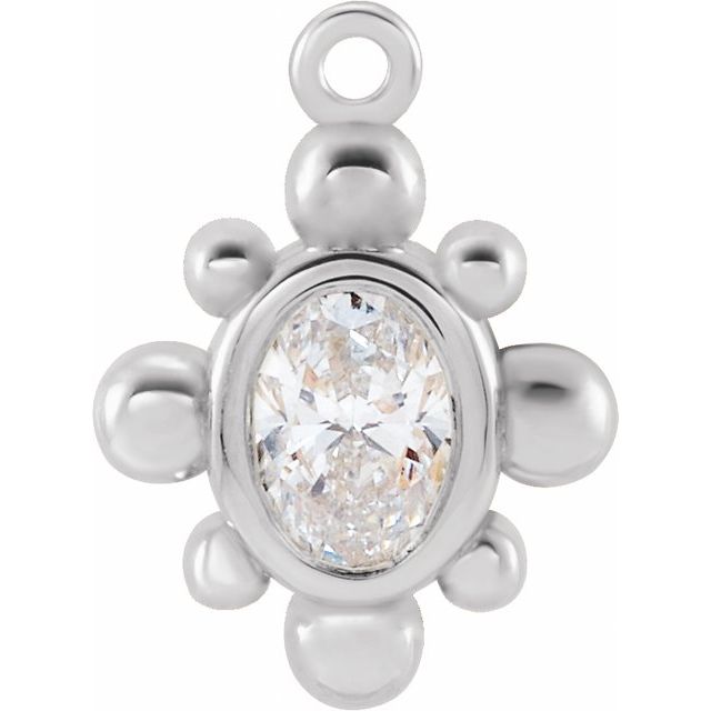 4x3 mm Oval 1/6 CT Natural Diamond Bezel-Set Beaded Dangle