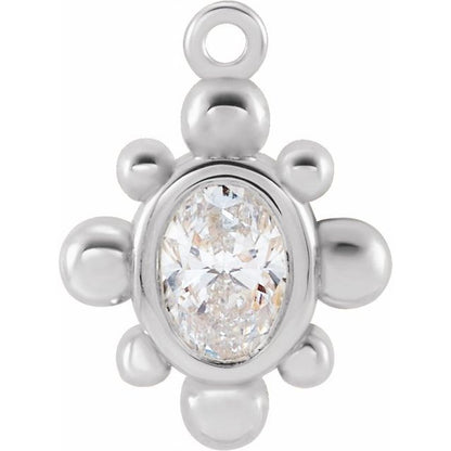 4x3 mm Oval 1/6 CT Natural Diamond Bezel-Set Beaded Dangle