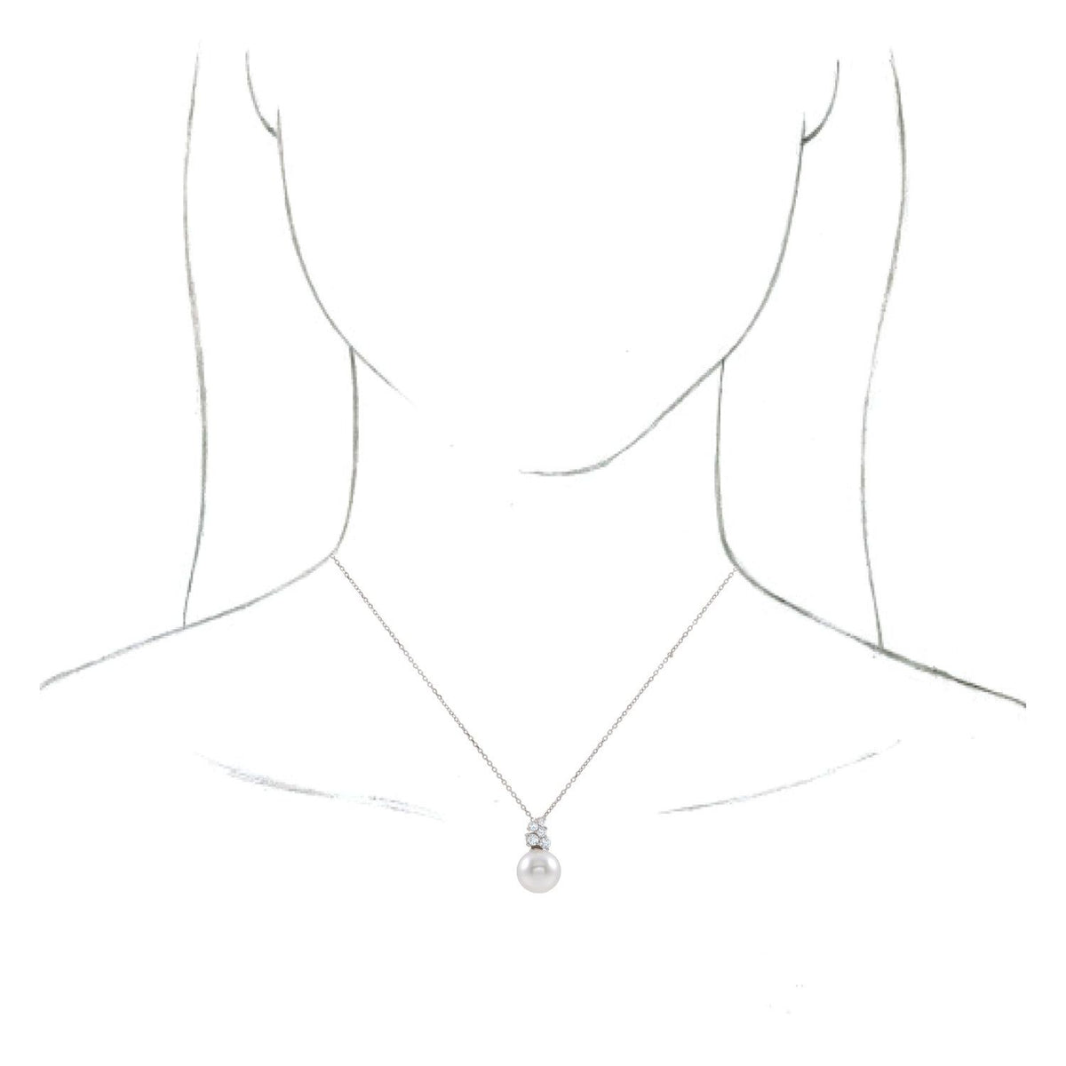 14K White Gold Cultured White Freshwater Pearl & 1/4 CTW Natural Diamond 16-18" Necklace