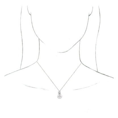 14K White Gold Cultured White Freshwater Pearl & 1/4 CTW Natural Diamond 16-18" Necklace