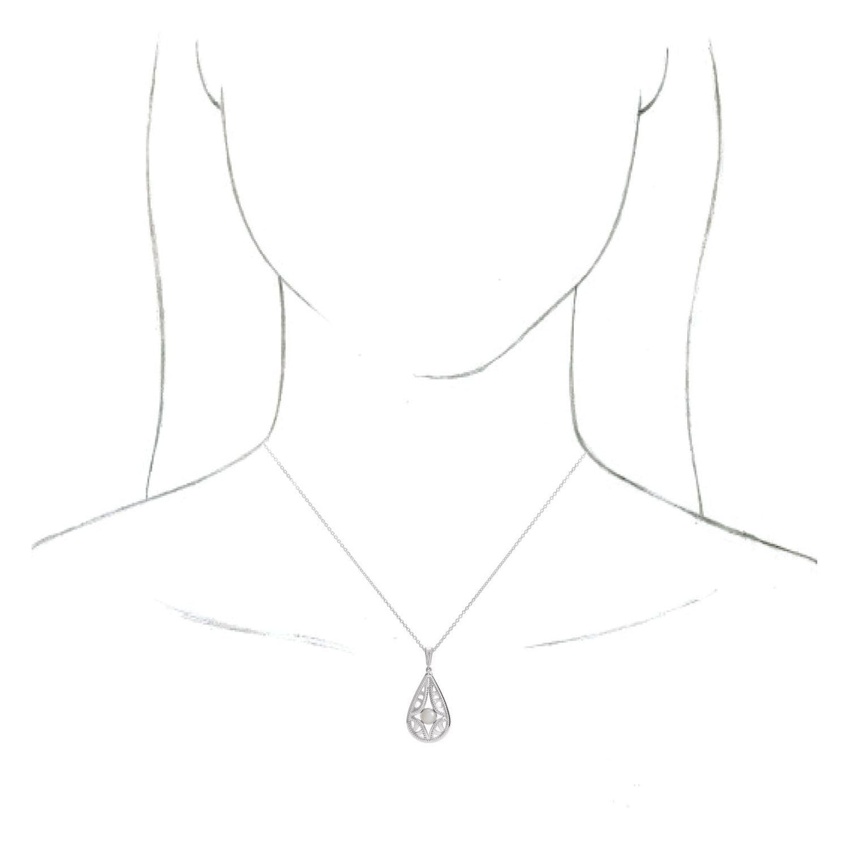 14K White Gold Cultured White Freshwater Pearl Vintage-Inspired 16-18" Necklace