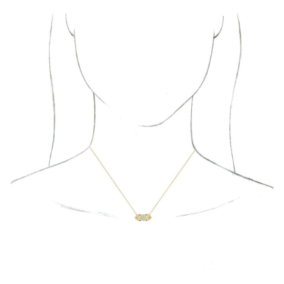 14K Yellow Gold Natural Ethiopian Opal & Natural Pink Sapphire Vintage-Inspired 18" Necklace