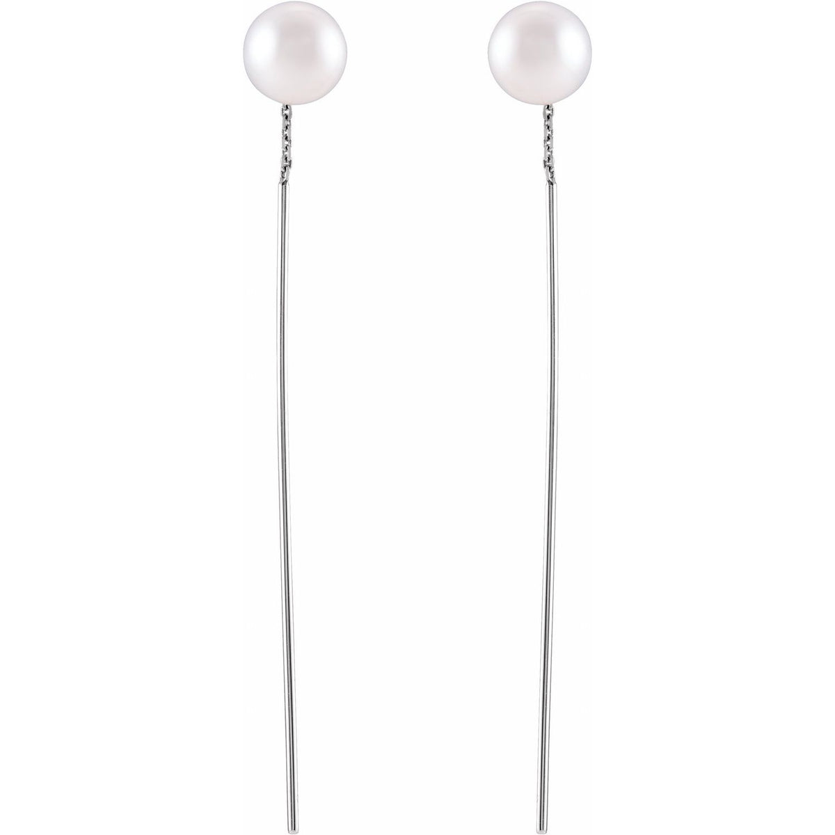 Cultured White Freshwater Pearl Threader Earrings