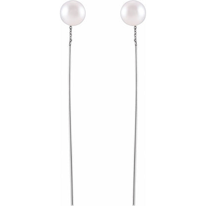 Cultured White Freshwater Pearl Threader Earrings