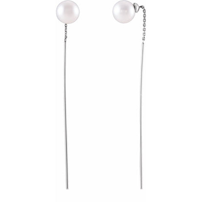 Cultured White Freshwater Pearl Threader Earrings