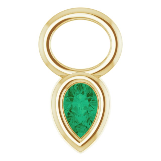 Lab-Grown Emerald Bezel-Set Hoop Dangle, 6.17 mm x 11.7 mm