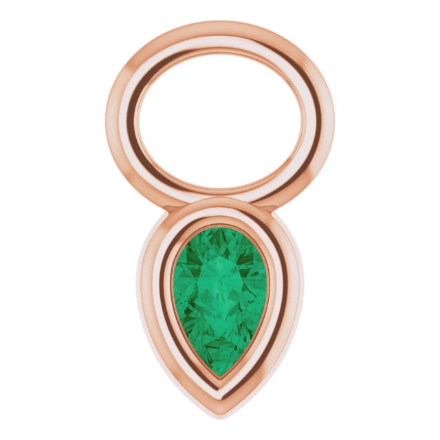 Lab-Grown Emerald Hoop Dangle, 6.17 mm x 11.7 mm