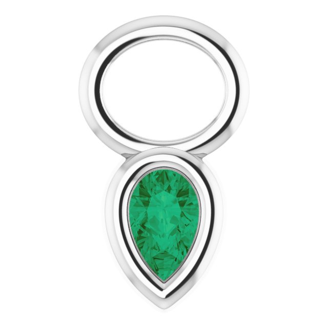 Lab-Grown Emerald Hoop Dangle, 6.17 mm x 11.7 mm