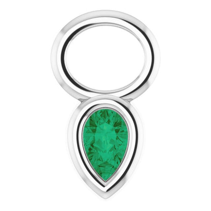 Lab-Grown Emerald Bezel-Set Hoop Dangle, 6.17 mm x 11.7 mm