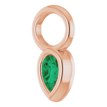 Lab-Grown Emerald Hoop Dangle, 6.17 mm x 11.7 mm