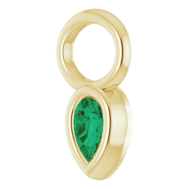 Lab-Grown Emerald Bezel-Set Hoop Dangle, 6.17 mm x 11.7 mm