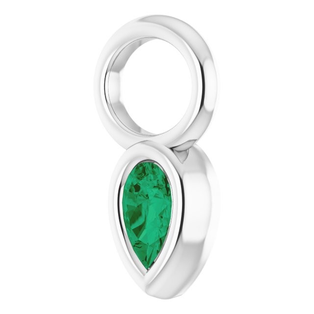 Lab-Grown Emerald Hoop Dangle, 6.17 mm x 11.7 mm