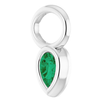 Lab-Grown Emerald Hoop Dangle, 6.17 mm x 11.7 mm