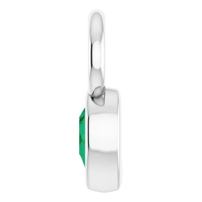Lab-Grown Emerald Hoop Dangle, 6.17 mm x 11.7 mm
