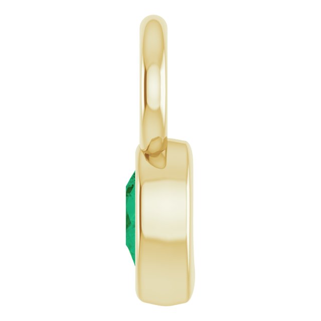 Lab-Grown Emerald Bezel-Set Hoop Dangle, 6.17 mm x 11.7 mm